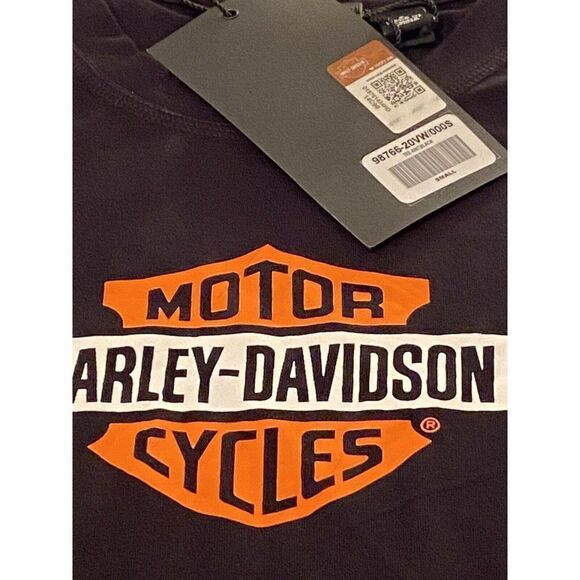 Harley-Davidson Women Sz S Patch Logo Black Crew - Picture 3 of 8
